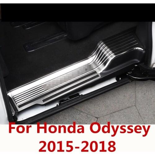 For Honda Odyssey 2015-2018 Stainless Steel Side Door Sill Scuff Plate Gaurds Pedal Pad Protector Car Accessories Sticker