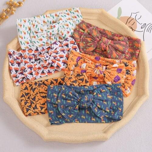 20pc/lot Halloween Party Girls Headband Kid Nylon Turban Head Wraps Halloween Nylon Baby Headbands for Children Girls Headwear