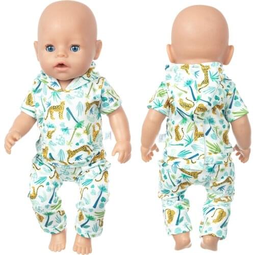 NewLovely leopard pattern Suits Wear For 17 43cm Baby Doll Doll 17 Inch Doll Clothes