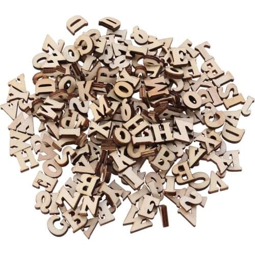 200/100pcs DIY Doodle Educational Toy Small Natural Wooden Slice Scrapbooking Embellishments DIY Craft (English Letters Pattern)