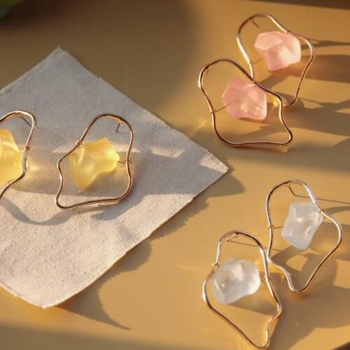 Creative Geometric Line Stud Earrings For Women 2019 Original Acrylic Ice Cube Korean Earrings Femme Bijoux Jewelry