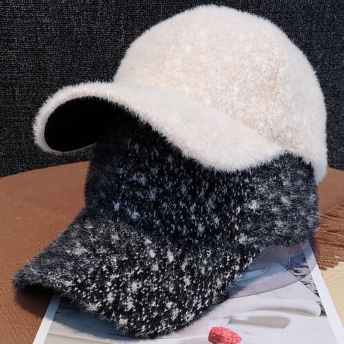 2020 Winter Autumn Gorra Para Hombre Outdoor Sport Baseball Cap Thick Warm Hat Female Mink Fleece Hip Hop Cold-proof Adjustable