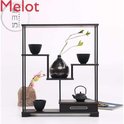 Rosewood Arts Crafts Tea Pot Holder Small-sized Oriental Ancient Charm Antique-and-curio Shelves Tea Pot Frame