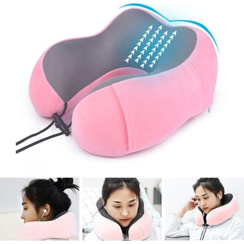 New U Shaped Memory Foam Neck Pillow Soft Cozy Slow Rebound Travel Pillow 27*27*14CM Car Airplane Cervical Pillows Drop Shipping