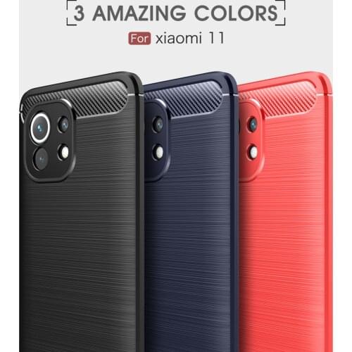 For Xiaomi 11 Shockproof Cases Soft Silicone TPU Case Carbon Fiber Armor Phone Case Cover Rugged Bumper For Xiaomi 11 Case