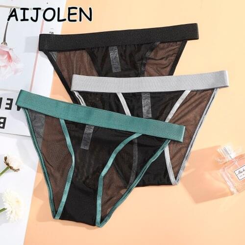 AIJOLEN Sexy Womens Underwear Black Transparent Panties Mesh Seamless Panties Temptation Thin Low-waist Womens Triangle Thong