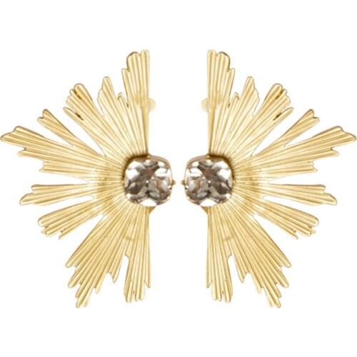 Baroque Retro Shining Alloy Symmetrical Sun Flower Pendant Earring Vintage Rhinestones Tassel Earrings Jewelry Gift