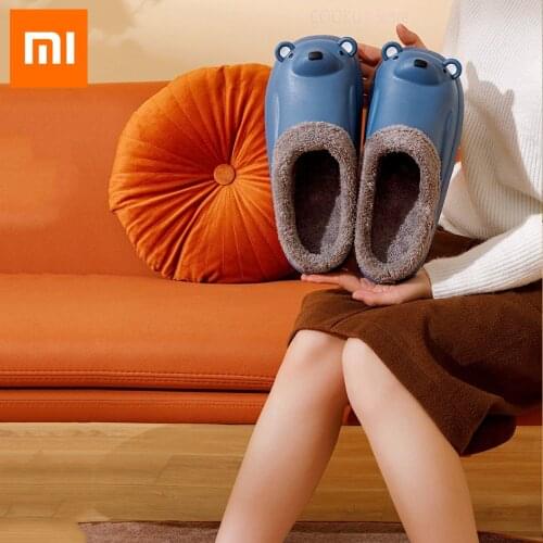 Xiaomi Cute Bear Slippers Waterproof Non-Slip Home Women Slippers Winter/Autumn Warm Indoor Comfortable Cotton Men Couples Shoes