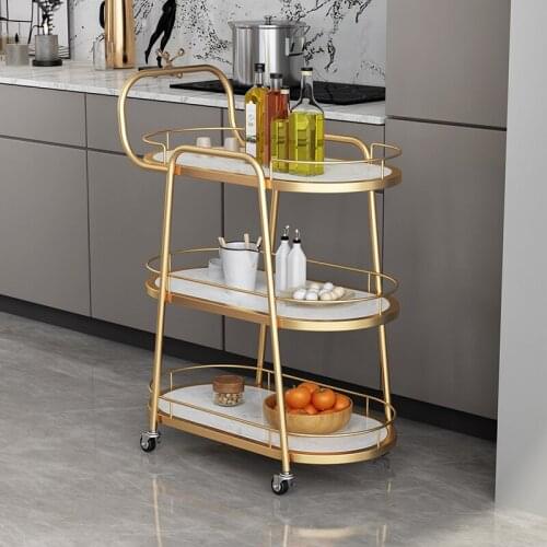 Dining Car Trolley Hotel Business Restaurant Mobile Cake Delivery Car Iron Multi-functional Hand Push Home Bar Cart