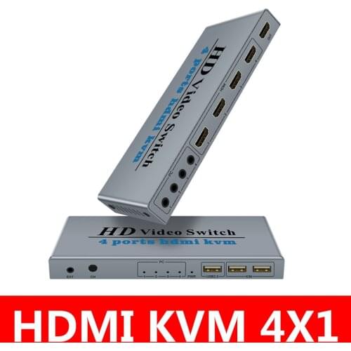 WIISTAR HDMI KVM Switcher 4K 4 in 1 out KVM Switcher Keyboard Mouse USB Shared Display Synchronization Controller USB KVM Switch