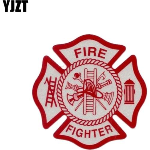YJZT 14CM*14CM Warning Fire Fighter Funny Decal PVC Car Sticker 12-0462