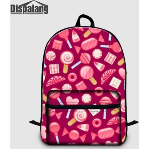 Women Canvas Laptop Backpack Cute Candy Printing School Bags For Teen Girls Casual Daypack Female Travel Shoulder Bag Sac A Dos