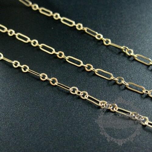 10cm/lot 2mm plus 2x6mm gold filled high quality color not tarnished cable chain DIY necklace chain supplies findings 1315016