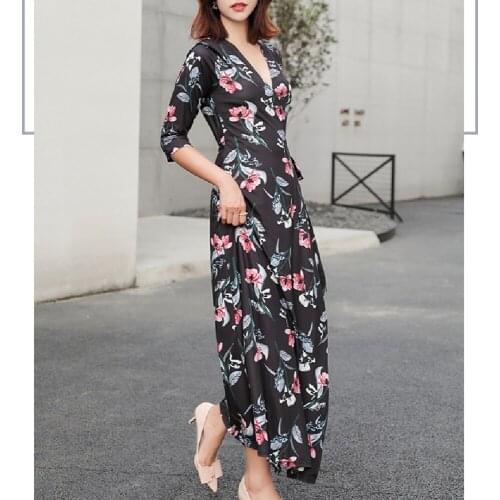 2021 New Print Summer Dress Evening Long Vintage Dress Party Oversize Short Sleeve Beach Women Dresses Robe Vestido Prom