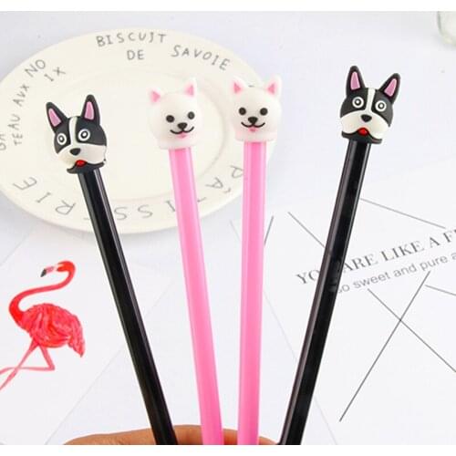 36PCS Cartoon Macey Dog Gel Pen Hatch Dog Black Ink Pen Pink Dog Creative Pen Office Accessories Cute Stationery