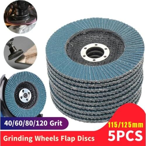 5Pcs Grinding Wheels Flap Discs Sanding Discs 115mm 4.5 Inch 40/60/80/120 Grit Angle Grinder Abrasive Tool Wood Tools