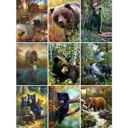 5D DIY Diamond Painting Animals Bear Cross Stitch Kit Full Drill Embroidery Mosaic Art Picture of Rhinestones Home Decoration