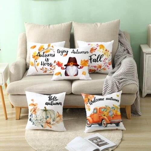 60% Dropshipping!Pumpkin pattern Thanksgiving pillowcase bright color polyester peach skin wear-resistant pillowcase sofa decor