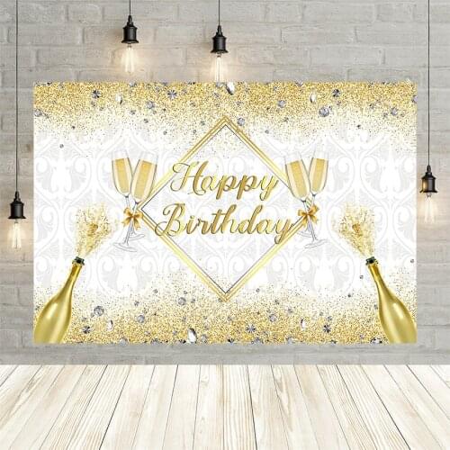 Avezano Glitter Gold Photography Background Bokeh Dots Champagne Diamond Adults Birthday Party Backdrop Banner Photophone Decor