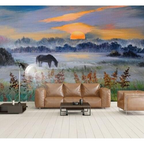 Large Canvas Sun Horse Nature Wallpaper Mural 3d Wall Photo Mural for Living Room Sofa Background 3d Nature Wall paper Murals