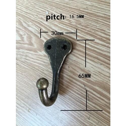 Bronze Tone Antique Zinc Alloy Home Hat Coat 2 Holes Hook,Clothes Towel Wall Door Hangers Hooks Bathroom Accessories,30*65mm,1PC