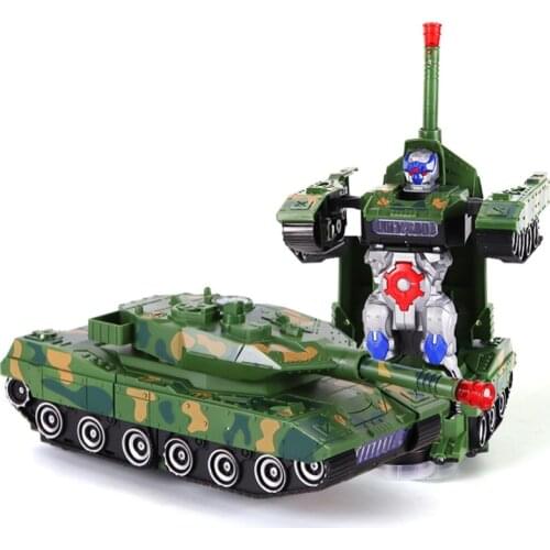 Deformation Tank Toy Robot Military Model Music & Led Light Car Boy Gift G2AE