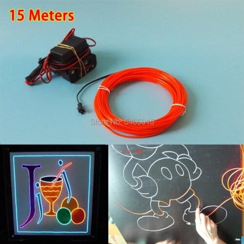 15Meters 2.3mm EL Wire by DC12V Auto Decor Lighting Flexible Led Strip String Car Lights Neon Light for Party Holiday DIY Decor