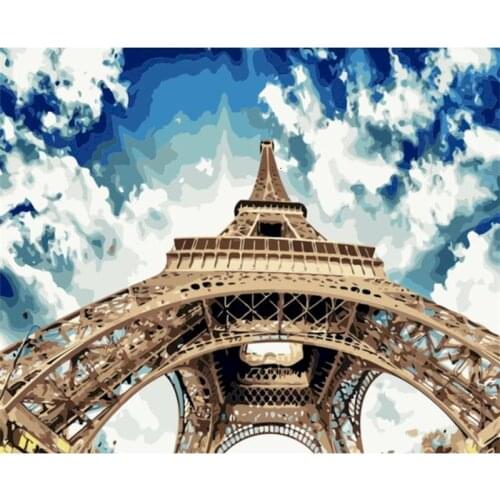 Gatyztory Tower Sky Diy Painting By Numbers Landscape Canvas Colouring Handpainted Wall Decor Frame Artwork