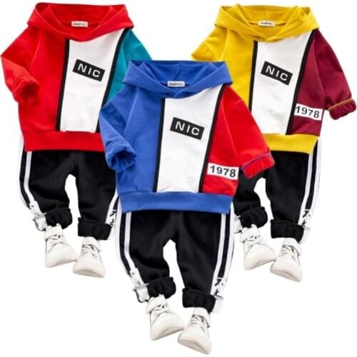 Baby Boys Girls Clothing Set 2020 Spring Autumn Kids Clothes Suit Fashion Patchwork Jacket Hooded Top+Pants 2pcs Boy Jerseys