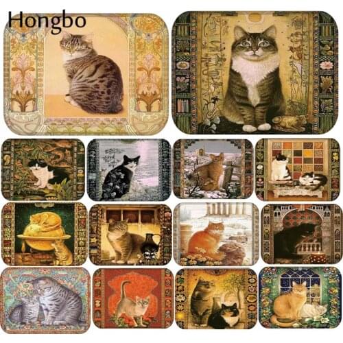 Hongbo Cat Outdoor Entrance Indoor Carpet Rugs Doormat Flannel Anti-slip Bathroom kitchen Floor Mats 40x60cm