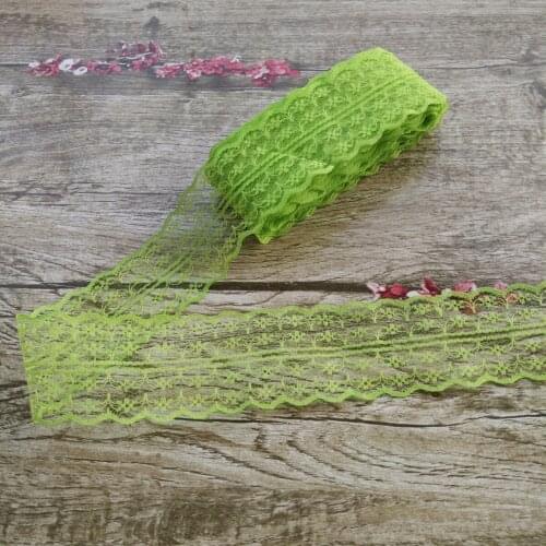 Beautiful! 10 yards 45mm Fluorescent Green net embroidery lace Bilateral DIY jewelry, clothing, wedding, floral accessories