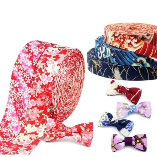 2.5cm Width Japanese Style Webbing Good Quality Print Ribbon Fabric Edging Lace DIY Handmade Bow Accessories 1 Yard TJ4556