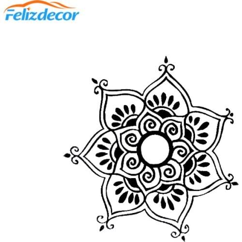 13*14cm Fine Design Lotus Swirl Mandala Decal Art Car Decor Stickers Removable Vinyl Car Decals Black White L734