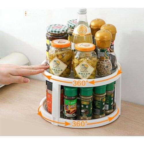 Multifunctional Large-caliber Rotating Storage Rack Seasoning Bottle Turntable Holder 360° Rotatable Spicy Organizer for Kitchen