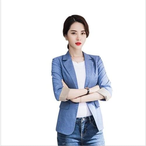 Fashion Spring Women Short Blazers Female Notched Autumn Slim Coats Office Lady Wear To Work Blazers Women 2019 New BlazersQ1290