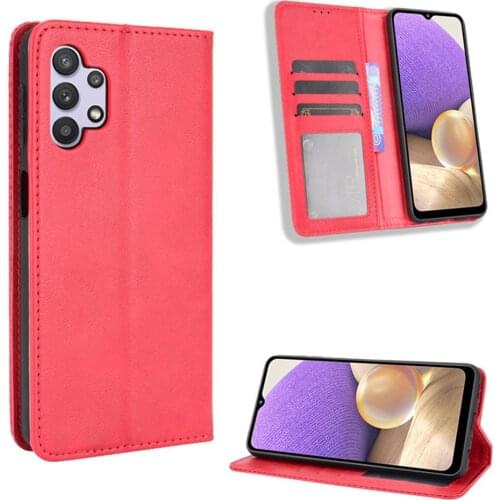 Fashion Leather Case Magnetic Buckle Flip Card Holder Phone Cover for Samsung Galaxy A32 5G Phone Accessories