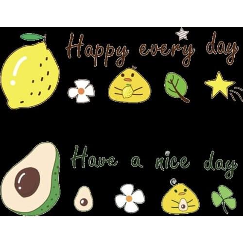Cartoon avocado Lemon Fruit Iron on Patches Heat Transfer for Stripe on Clothes T-shirt DIY Fashion Stickers Fabric Patches