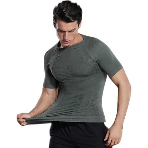 Brand T-Shirts 2019 Summer O-neck Short Sleeve tshirt Men Sports Fitness Compression Tops Quick Dry Breathable Tees