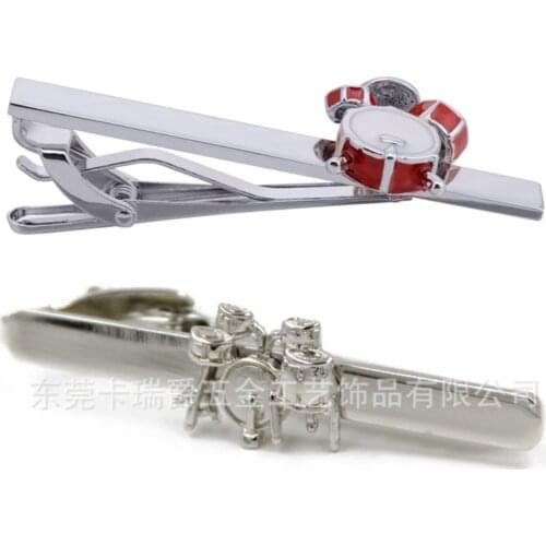 10pcs/lot Copper Enamel Musical Instruments Drum Set Tie Clip Design Funny Drum Kit Tie Pins Bar Mens Jewelry Accessory