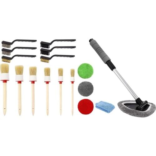 Detailing Brush Set, 12 Packs Master Detailing Brush & 6x 5 in 1 Windshield Cleaning Tool Microfiber