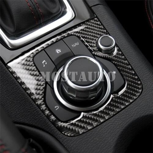 For Mazda 3 Carbon Fiber Inner Console Multimedia Button Trim Cover 2014-2016 1pcs Car Accessories Interior Car Decor Car Trim