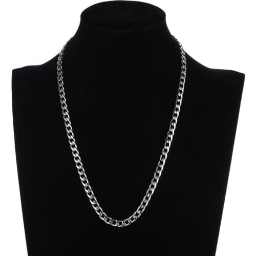 Stainless Steel Chain Link Necklace for Men Fashion Punk Hip-Hip Rock Necklaces Male Jewelry 3.5MM/4.5MM/5MM/7.5MM/11MM/12MM