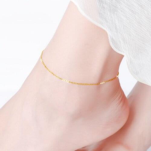NYMPH Real 18K Gold Anklet Fine Jewelry Pure AU750 Adjustable Chain Yellow White Rose Gold For Women Luxury Gift J501