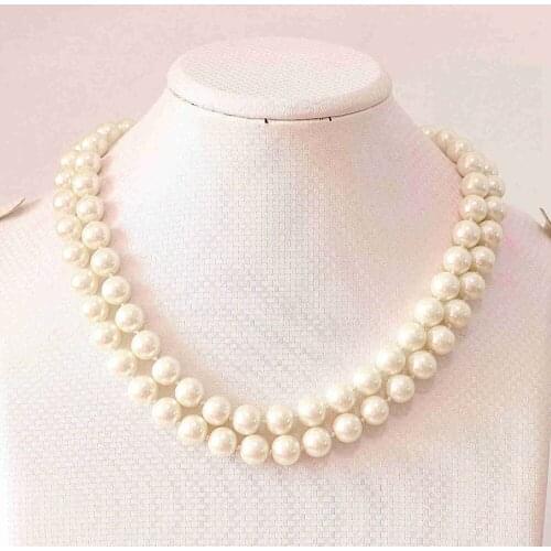 Natural White Pearl 8-9mm Round Beads Necklace Women High Grade Long Chains Rope Wedding Party Gifts Jewelry Making 36inch B669