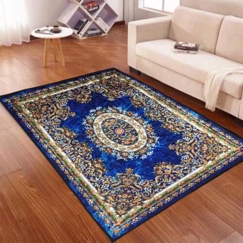 Persian Rug Dark Blue Carpet For Living Room 3D European Style Retro Bedroom Area Rug Morocco Carpet Sofa Coffee Table Floor Mat