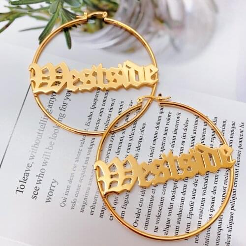 Custom earrings old english hoop earrings