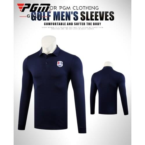 PGM Mens Long-sleeved T-shirt Turn Down Collar Golf Clothing Breathable Muscle Sportswear Shirts M-XXL D0834