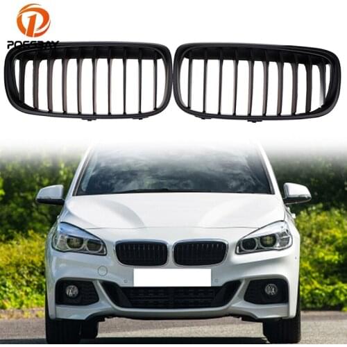 POSSBAY ABS Car Front Bumper Grilles for BMW 2-Series F46 Gran Tourer 2014 2015 2016 2017 Pre-facelift Matte Black Grille