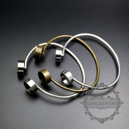12mm setting size screwed bezel bangle bracelet silver,bronze,antiqued silver color brass DIY tray supplies jewelry findings