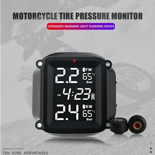 Motorcycle External Tire Pressure Monitor System LCD Display Wireless Motor Tire Pressure Real-time Monitoring Alarm System